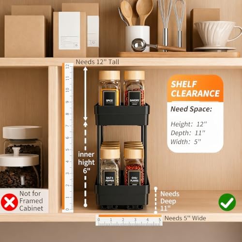 Pull Out Spice Rack, 3 Pack 2-Tier Cabinet Organizer - Image 2