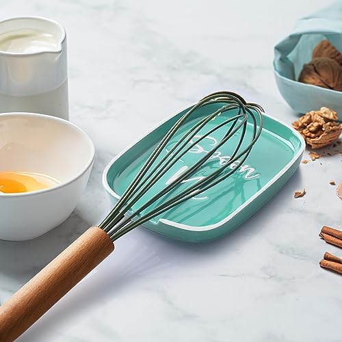Turquoise Spoon Rest for Stove Top, DAYYET Teal Ceramic Large Spoon Holder - Image 6