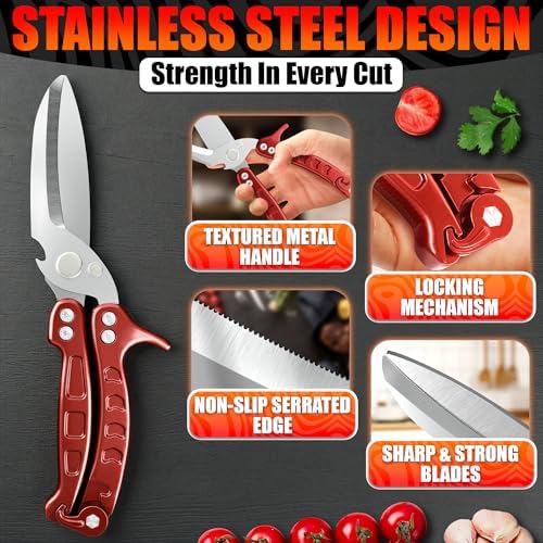 Kitchen Shears Heavy Duty, Safety Lock, Stainless Steel - Image 4
