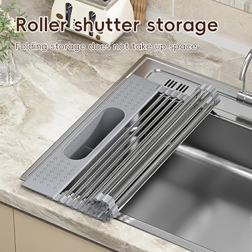 Roll Up Dish Drying Rack Over Sink, Heat-Resistant Multipurpose Rolling Sink - Image 3