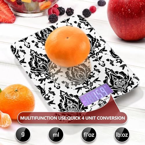 Black Damascus Pattern Food Kitchen Scale Digital Weight Grams and Ounces Smart - Image 3