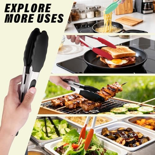 7 Inch Silicone Kitchen Tongs, Heat Resistant Cooking Utensils - Image 6