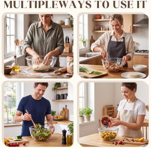 3 Pack Large Glass Mixing Bowl Set 7QT, 2.2QT Borosilicate - Image 4
