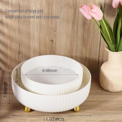 360 Rotating Makeup Perfume Organizer Skincare Tray, Small Ivory White - Image 6