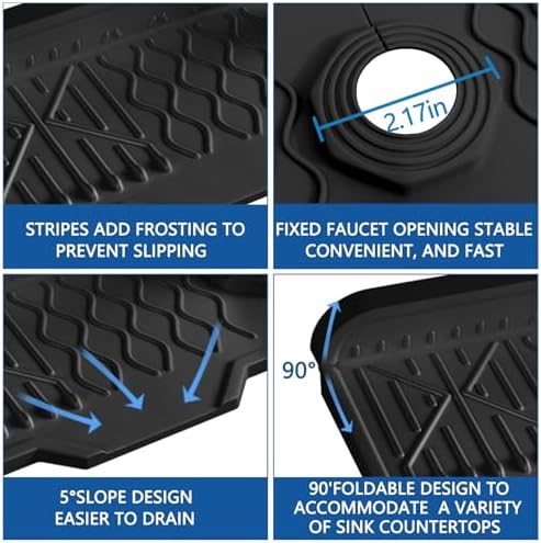 Kitchen Sink Accessories -17" x 6'' Sink Splash Guard, Silicone Sink Mat Splash - Image 4