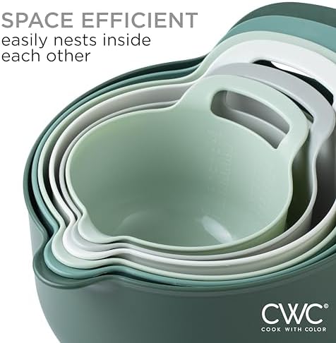 COOK WITH COLOR Nesting Plastic Mixing Bowl Set with Pour Spouts and Handles - Image 4