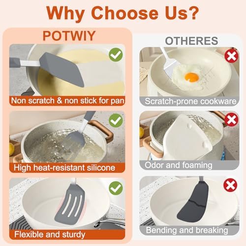 2 Pack Silicone Kitchen Spatula Set, 600°F Heat Resistant - Image 7