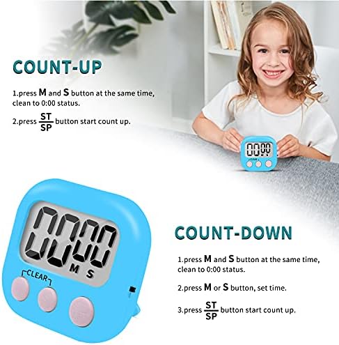 6 Pack Small Digital Kitchen Timer Magnetic Back and ON/Off Switch, Minute - Image 5