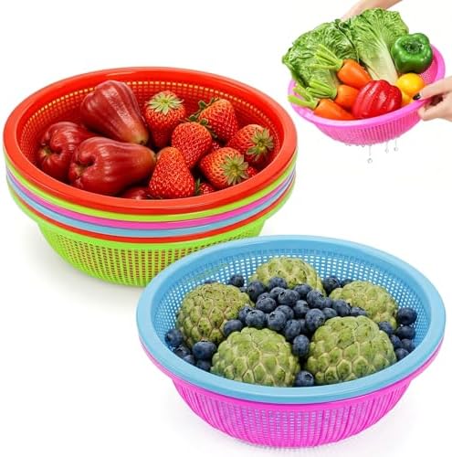 8 Pieces Plastic Wash Basket, Fruit Perforated Strainer by Jowgut
