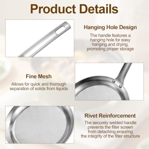 2Pcs Strainers Fine Mesh, Stainless Steel Mesh Strainer - Image 6