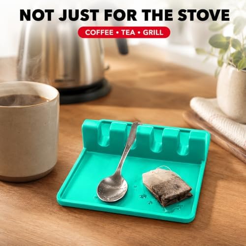 2 Pack Aqua Green Silicone Spoon Rest - Image 6