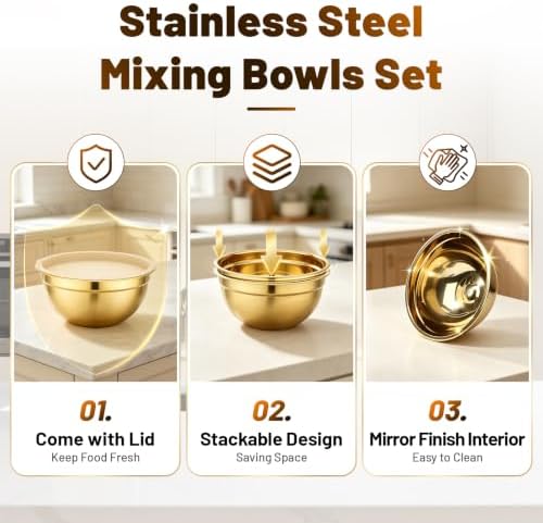 Beasea 2.5 QT Stainless Mixing Bowls - Image 4