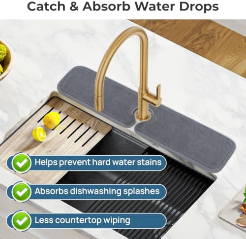 PoYang 4 Pack Faucet Mat for Kitchen Sink Splash Guard, Long 24x5 Inch - Image 3