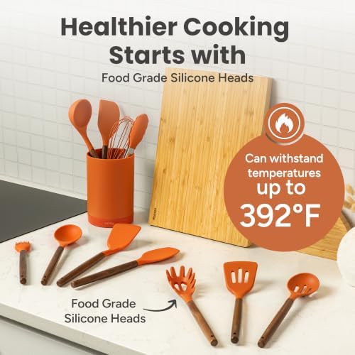 SMIRLY Silicone Kitchen Utensils Set, 22-Piece Acacia Wood Handle - Image 4