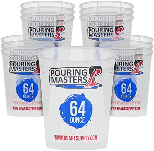 Pouring Masters 64 Ounce Graduated Plastic Mixing Cups by PouringMasters