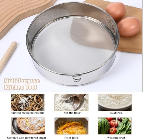 4 Pack Flour Sifter with Hanging Ring, Stainless Steel Fine Mesh Strainers - Image 5