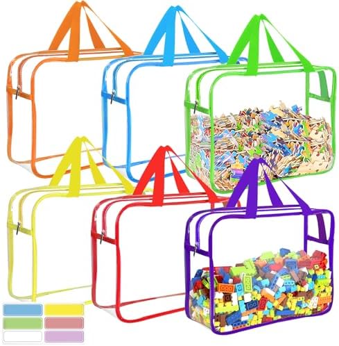 6 Colors Large Toy Storage Bags Reusable Clear Toy Organizer by OPELETNNT