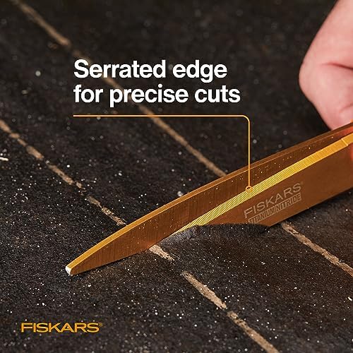Fiskars 9" Titanium Shop Shears Heavy Duty Serrated Multipurpose Scissors - Image 2