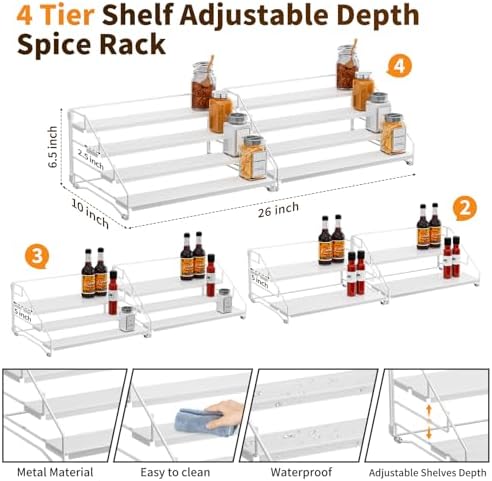 BOIVSHI Spice Organizer for Cabinet, Depth Adjustable Spice Rack - Image 4