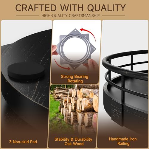 AMH 9-Inch Oak Lazy Susan Vanity Tray - Image 4