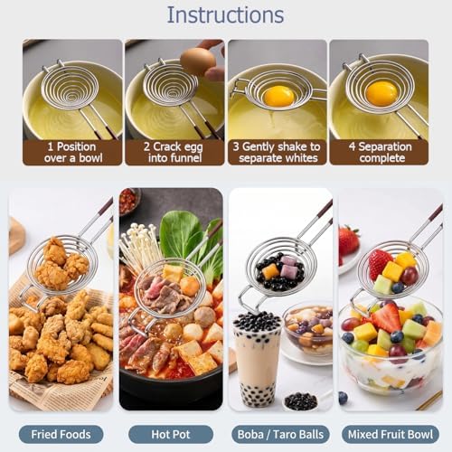 Egg Yolk Separator & Semi Automatic Whisk, Stainless Steel Mini Hand Push Whisk - Image 6