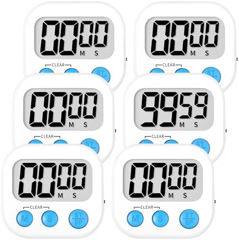 ZILLEEN Digital Kitchen Timers for Cooking Kids White 6 Pack by ZILLEEN