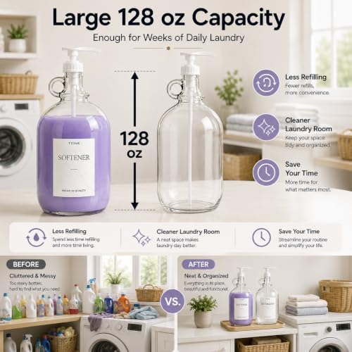2 PCS 128 Oz Glass Liquid Laundry Detergent Dispensers - Image 5