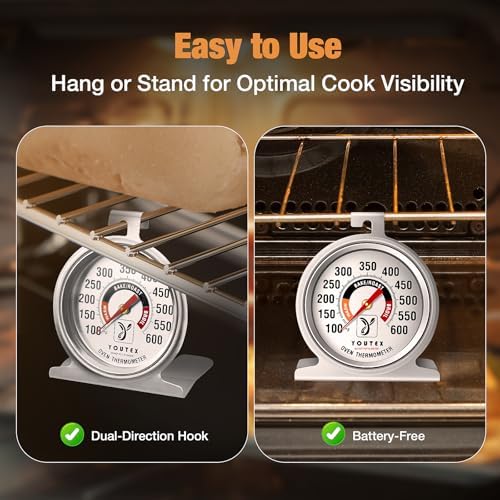 2-Pack Oven Thermometer, Upgraded 100-600°F No-Holes Non-Discoloring - Image 4