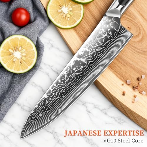 Sunnecko 8 Inch Japanese Damascus Chef Knife - Image 3