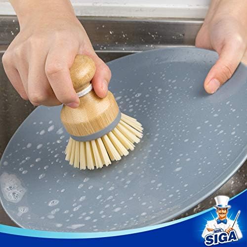 MR.SIGA Bamboo Palm Brush, Dish Scrub Brush, Bamboo Dish Brush - Image 5