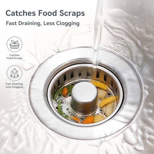 2 Pack Kitchen Sink Drain Strainer, 3 in 1 Stainless Steel Pop Up Sink Stopper - Image 4