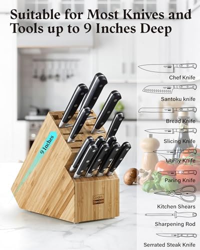Cooks Standard Classic Bamboo 20-Slot Universal Knife Block without Knives - Image 3