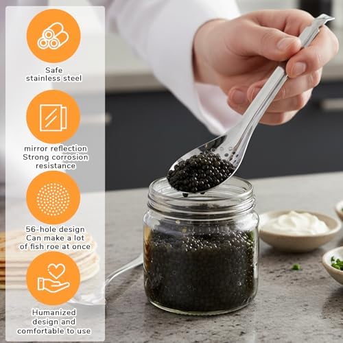 2Pcs Spherification Spoon Small Slotted Spoons Stainless Steel Caviar Spoons - Image 4