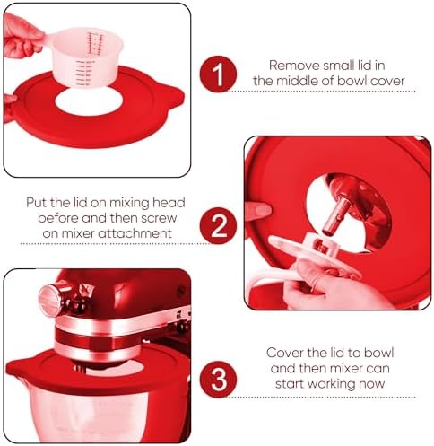 Glass Bowl Compatible With KITCHENAID Stand Mixer, With Red Lid Compatible with - Image 2