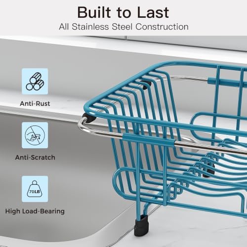 JASIWAY Blue Dish Drying Rack in Sink - Image 7