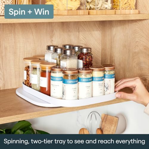 YouCopia MagicTrack Spice Turntable, 2-Tier Rectangle Lazy Susan Organizer - Image 2