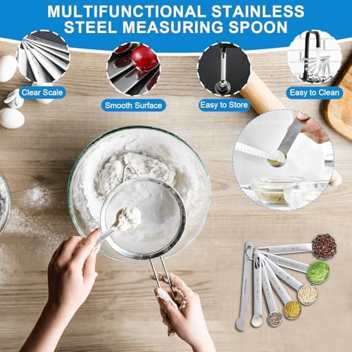 Measuring Cups and Spoons Set 21 Piece, 11 Stainless Steel Nesting Measuring - Image 3