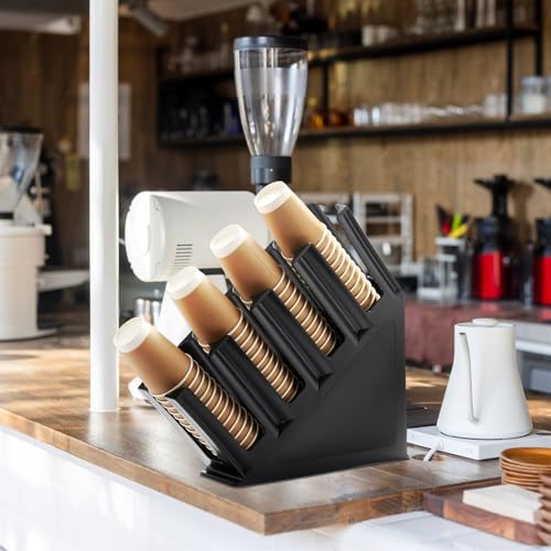 CURTA Paper Cup and Lid Holder, Disposable Paper Cup Dispenser 4 Compartment - Image 7