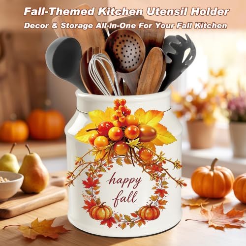 Fall Kitchen Decor, Fall Ceramics Utensil Holder - Image 4
