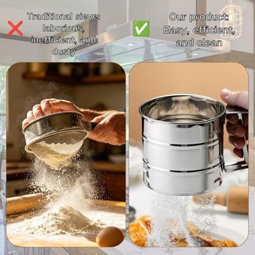 Flour Sifter Stainless Steel，for all Baking Flour and Powdered sugar - Image 6