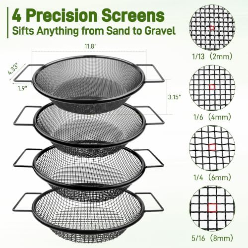 Mulctun 4Pcs Soil Sifter with Handles, Heavy Duty Dirt Sifter - Image 2
