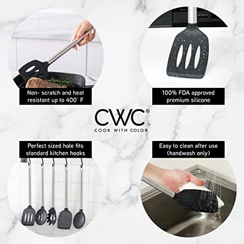 COOK WITH COLOR Silicone Cooking Utensils, Kitchen Utensil Set, Cooking Utensils - Image 4