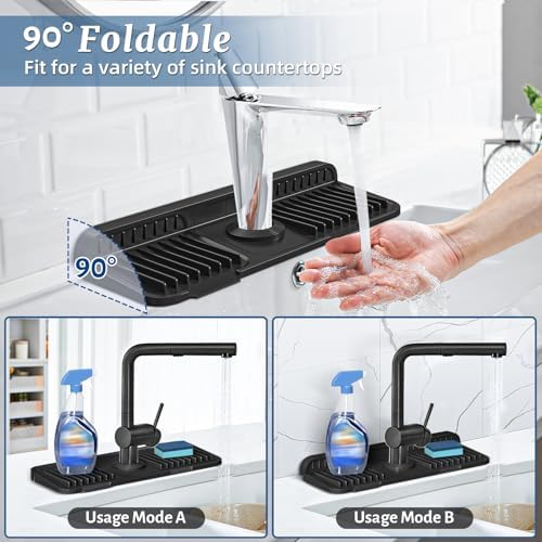 PoYang 14.6 Inch Faucet Mat for Kitchen Sink Splash Guard - Image 2