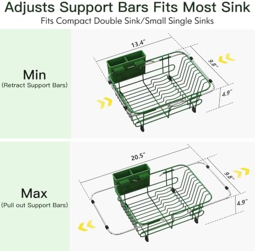 JASIWAY Green Dish Drying Rack in Sink - Image 4