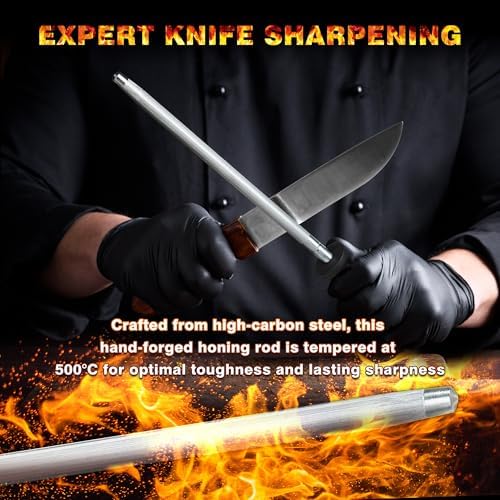 Knife Sharpener Rod, 13 Inch Carbon Steel Honing Rod - Image 2