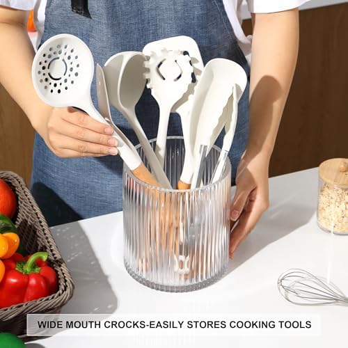 Clear Utensil Holder, 6.3" Glass Kitchen Utensil Holder - Image 7