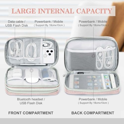 FYY Electronic Organizer, Travel Tech Pouch Bag, Light Pink - Image 3