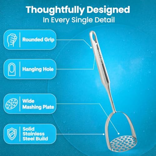 Millvado Potato Masher Stainless Steel, Best Mashed Potatoes Masher Kitchen Tool - Image 2