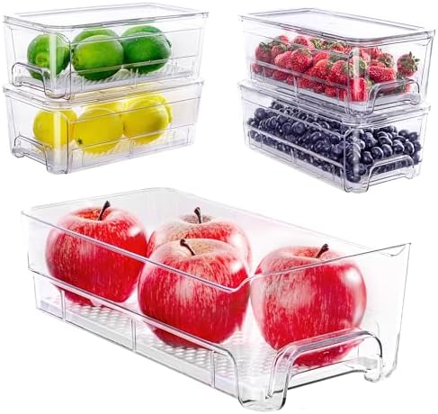 Imncya Easy Access Refrigerator Organizer Bins, 5-Set Fridge Storage Drawer by Imncya