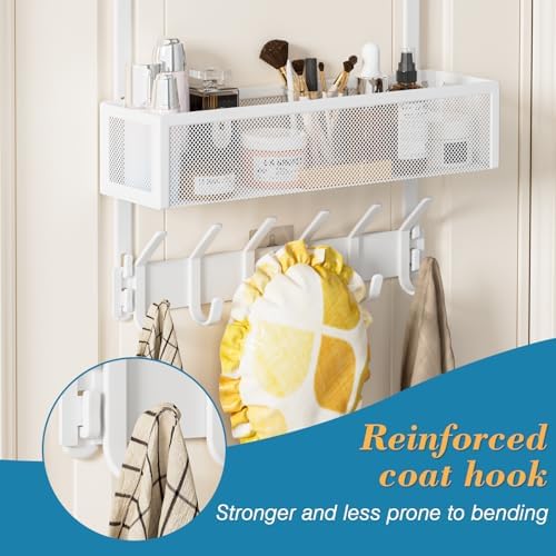 Over the Door Hooks Organizer, Door Hanger Fits Doors 1 3/4" White - Image 5